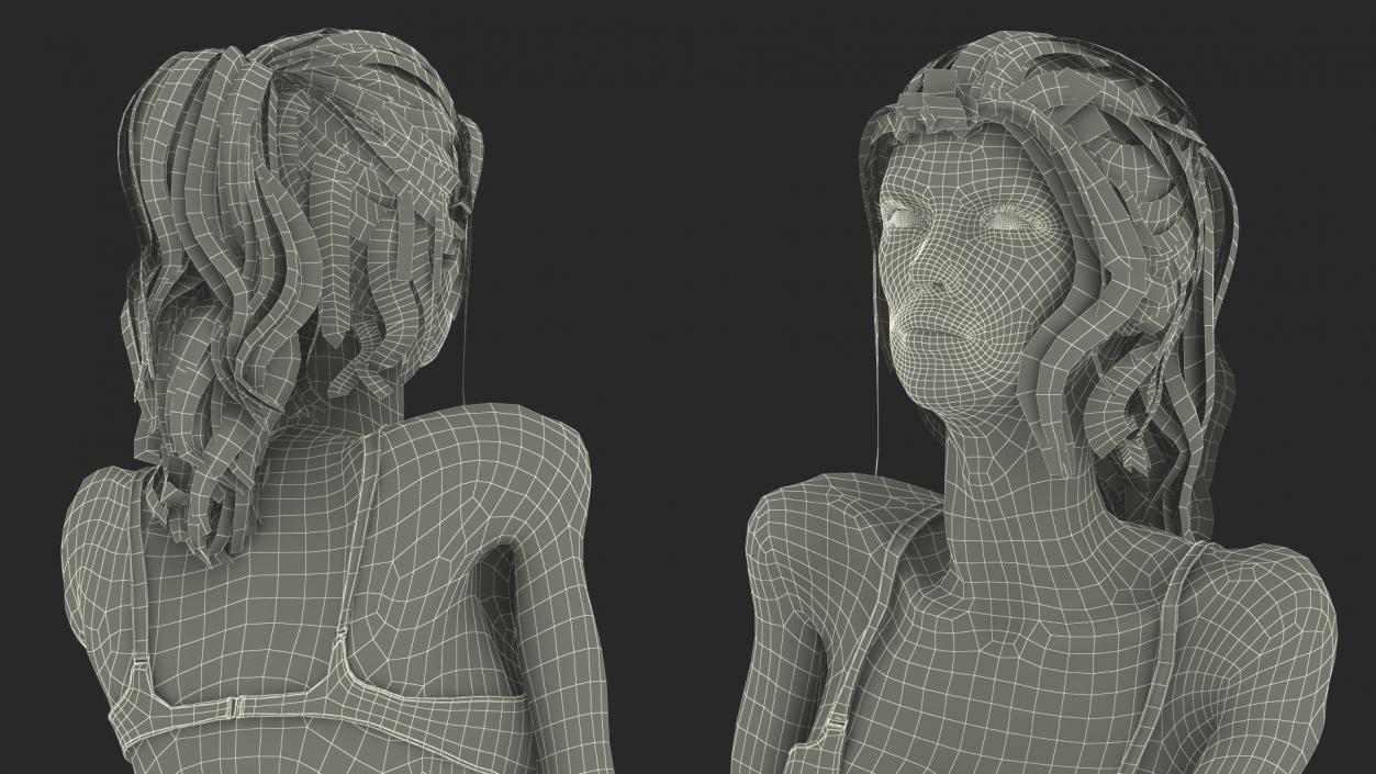 Sitting Anorexic Woman 3D