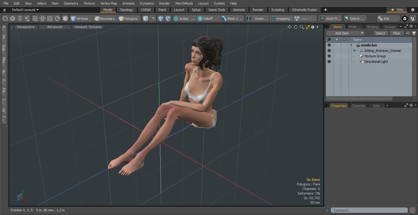 Sitting Anorexic Woman 3D