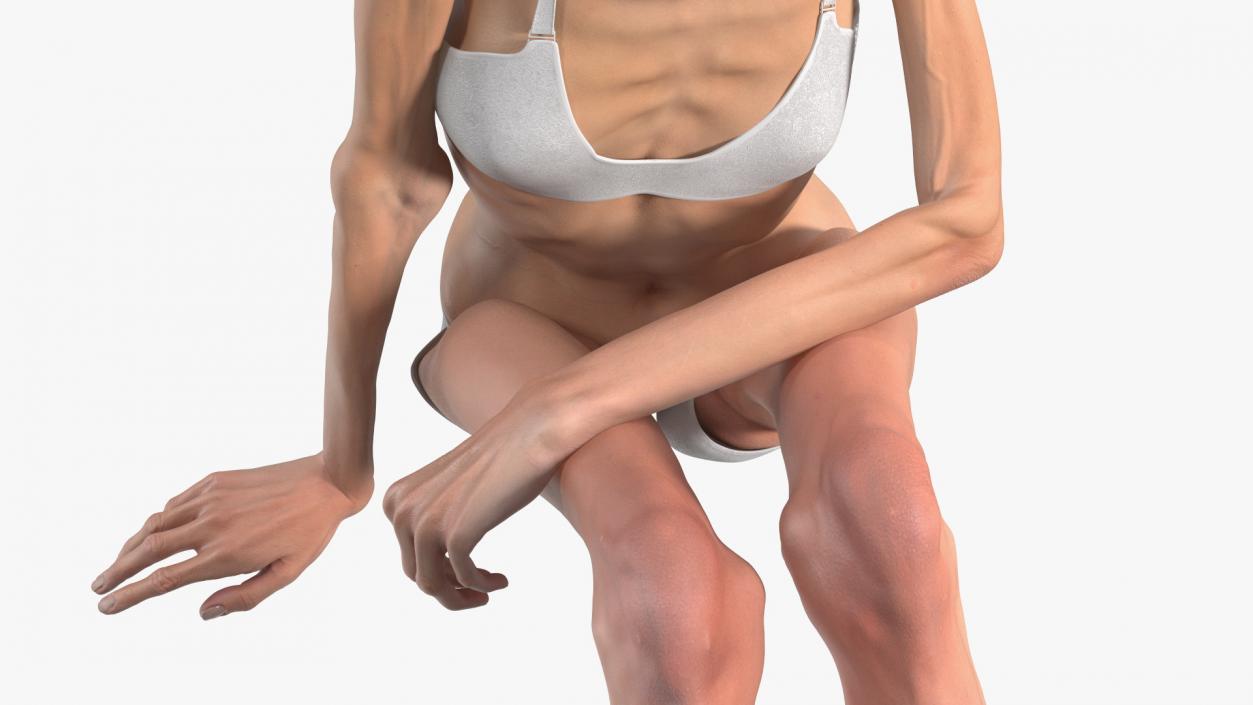 Sitting Anorexic Woman 3D