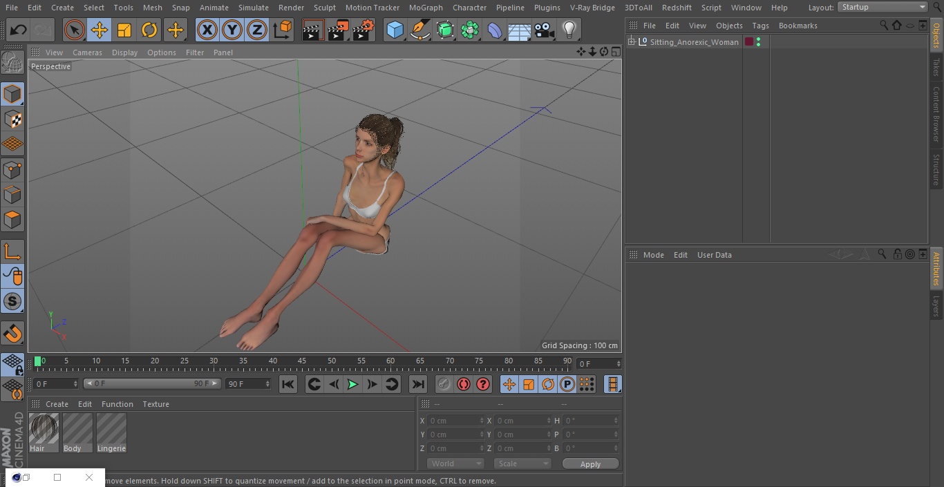 Sitting Anorexic Woman 3D