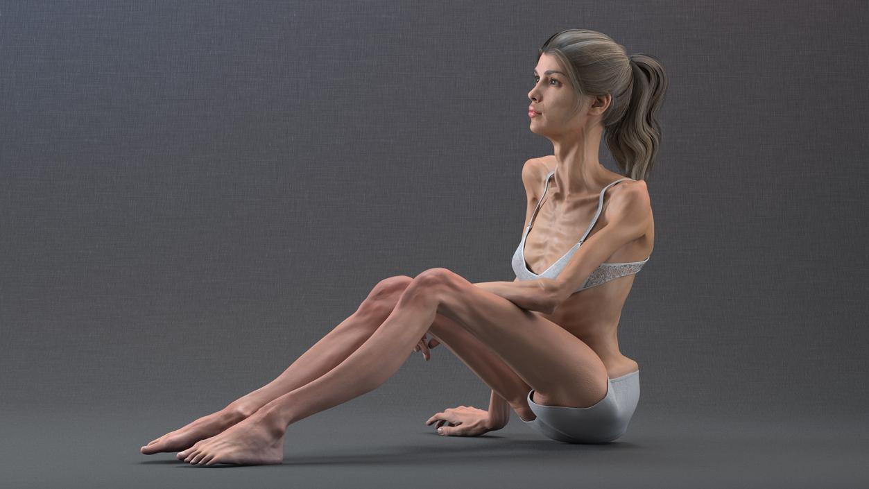 Sitting Anorexic Woman 3D