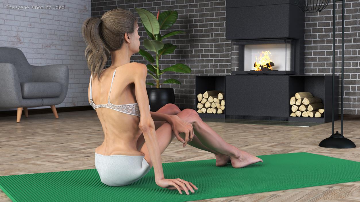 Sitting Anorexic Woman 3D