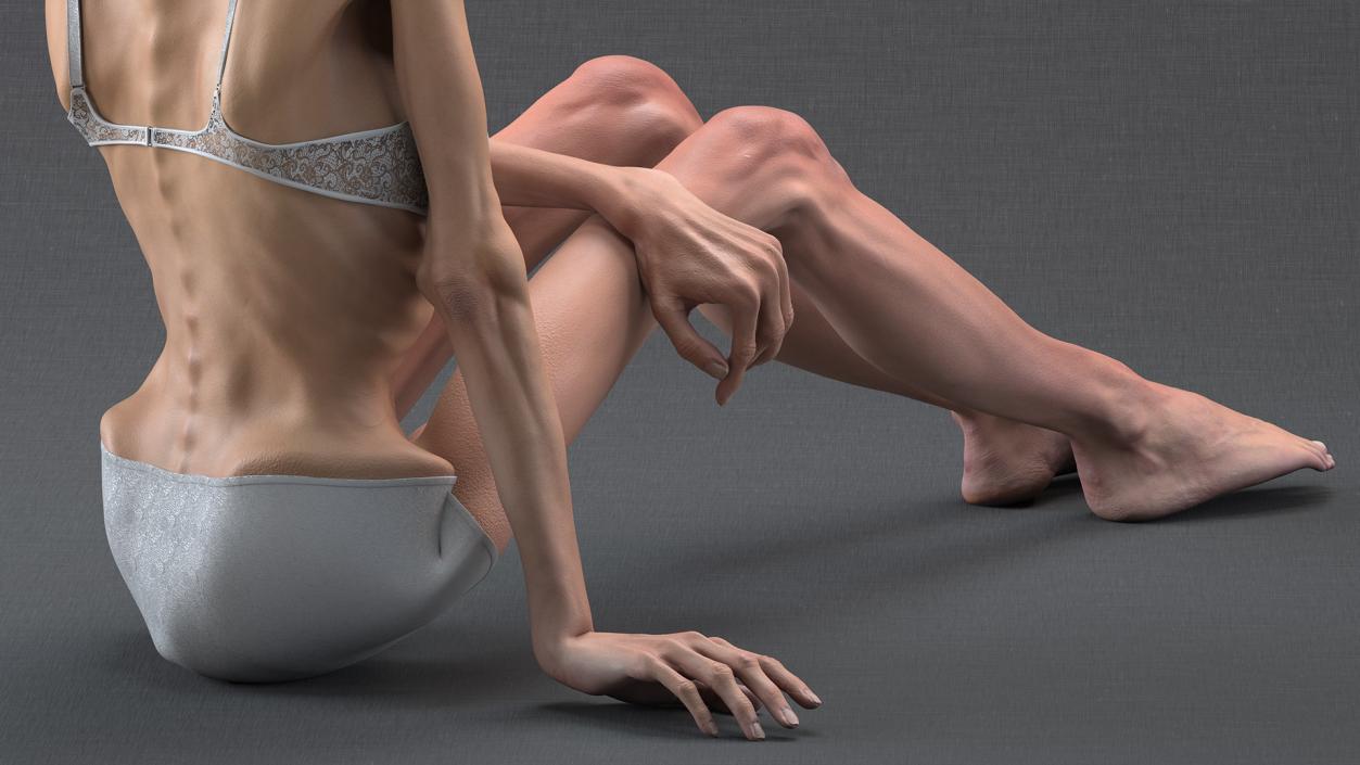 Sitting Anorexic Woman 3D