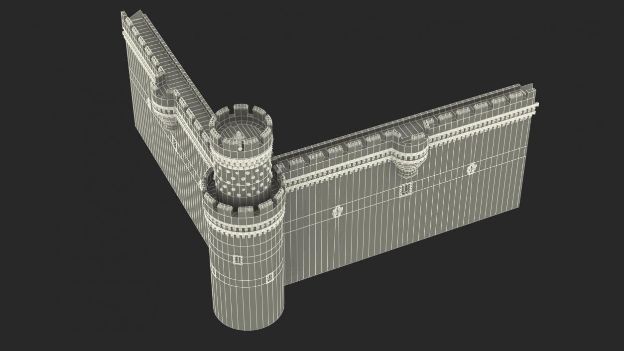 3D Castle Corner Wall model