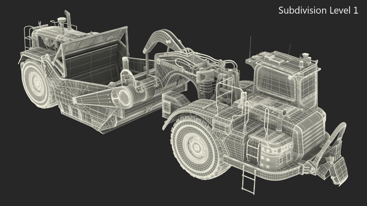 3D Wheeled Tractor Scraper model