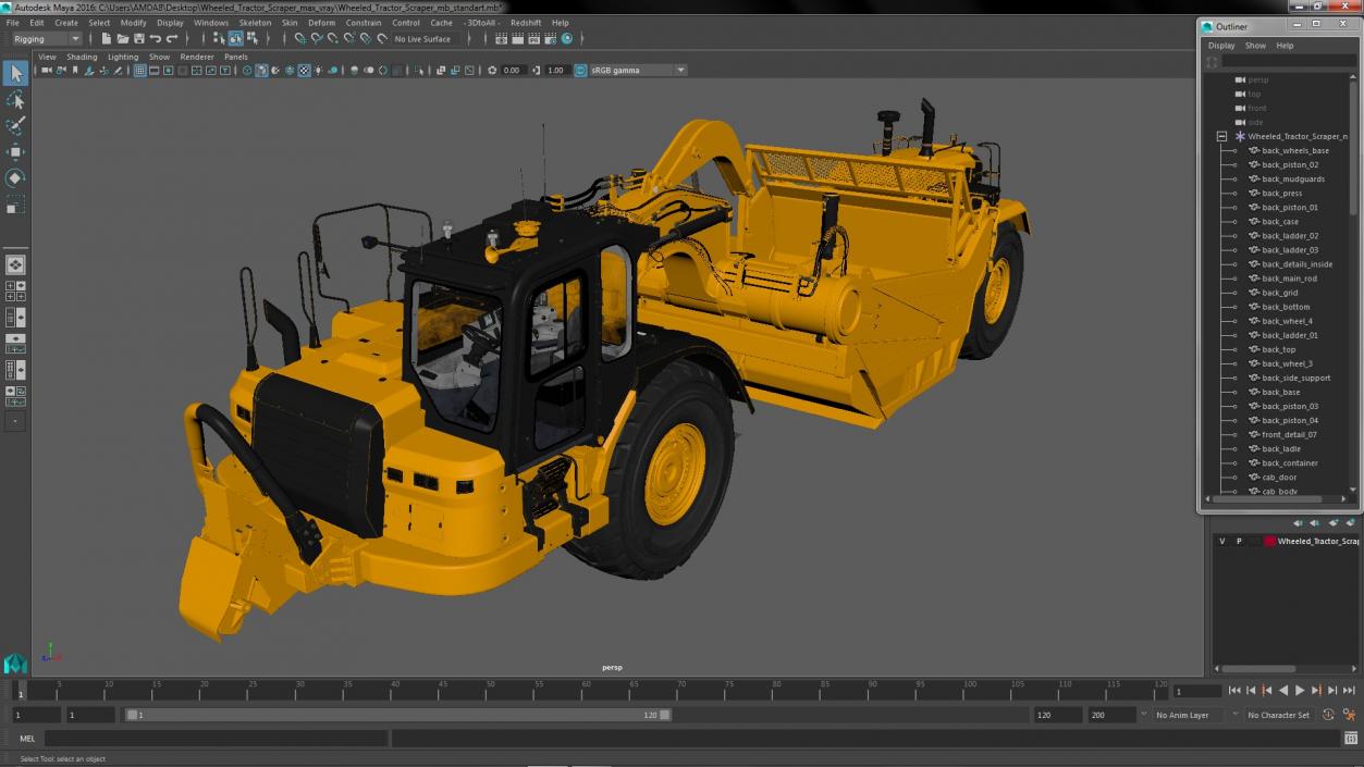 3D Wheeled Tractor Scraper model