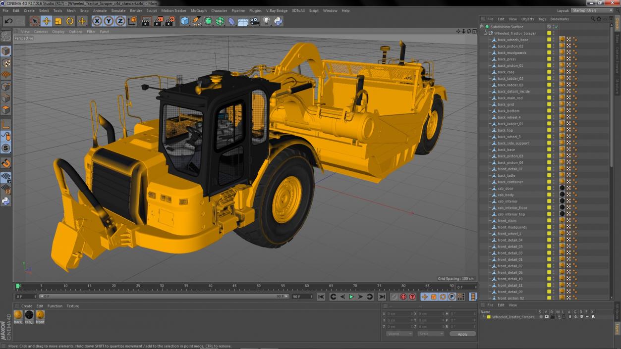 3D Wheeled Tractor Scraper model