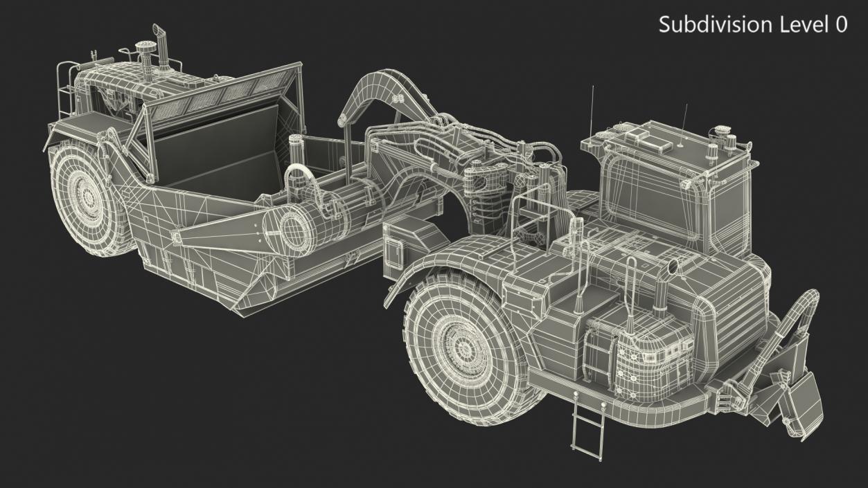 3D Wheeled Tractor Scraper model