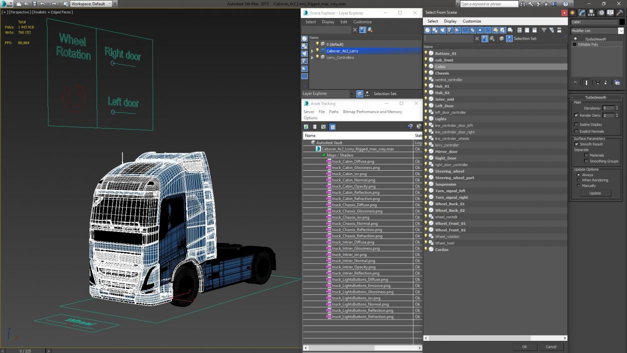 Cabover 4x2 Lorry Rigged 3D model