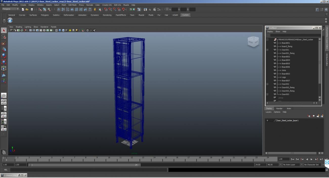 3-Door Steel Locker 3D model