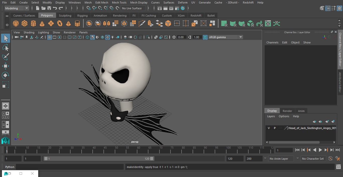 3D model Head of Jack Skellington Angry