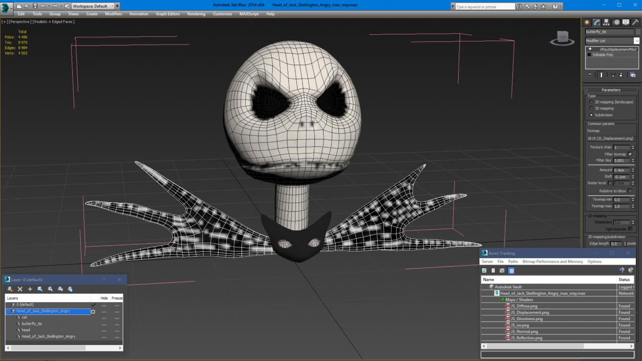 3D model Head of Jack Skellington Angry