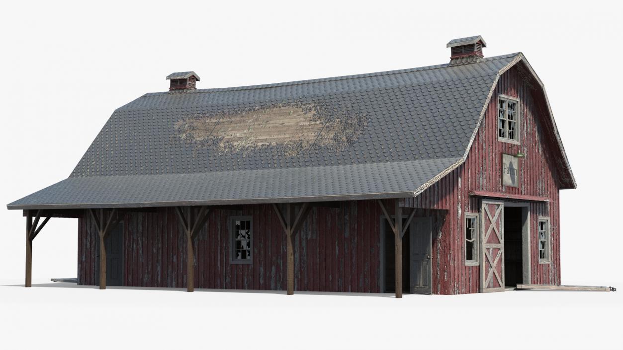 3D model Old Abandoned Wooden Barn