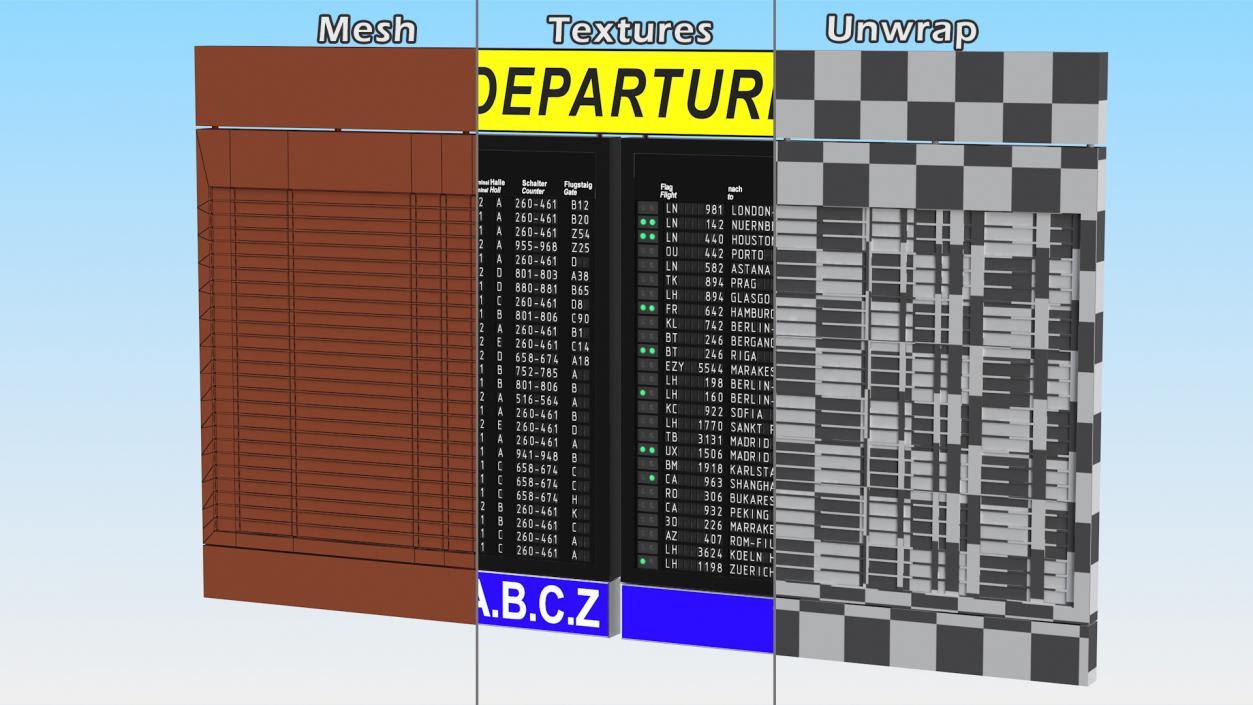 Airport Departures Board 3D model