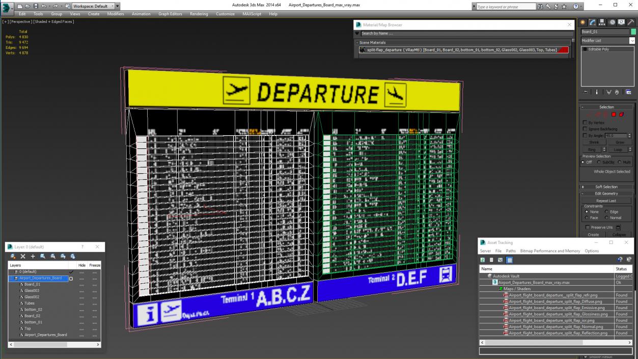 Airport Departures Board 3D model