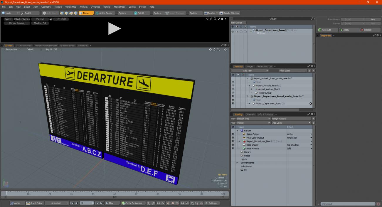 Airport Departures Board 3D model