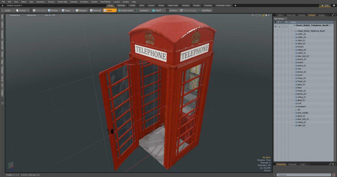 3D Classic British Telephone Booth