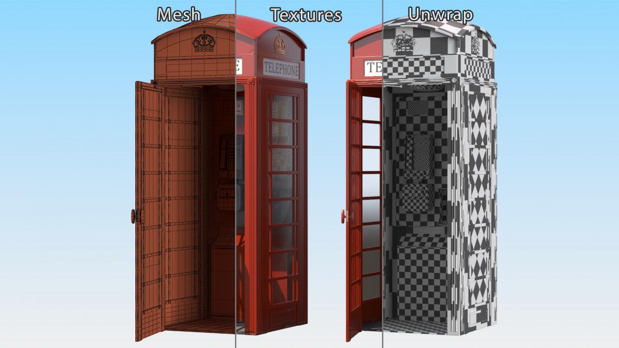 3D Classic British Telephone Booth