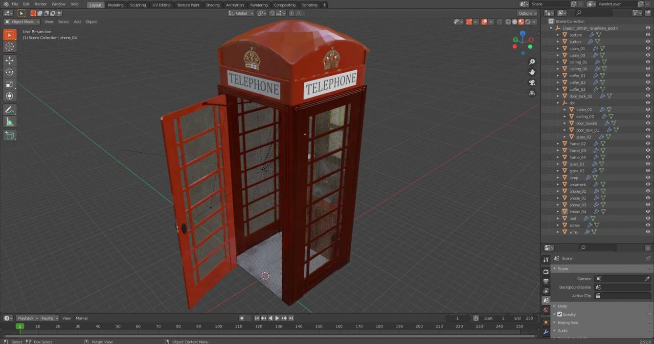 3D Classic British Telephone Booth