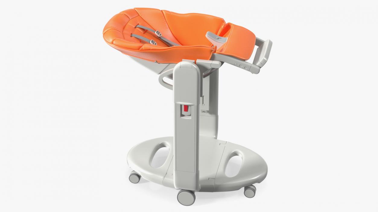 3D Baby Folding High Chair Horizontal Orange Rigged model