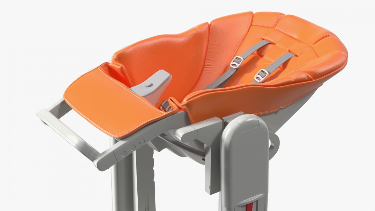 3D Baby Folding High Chair Horizontal Orange Rigged model