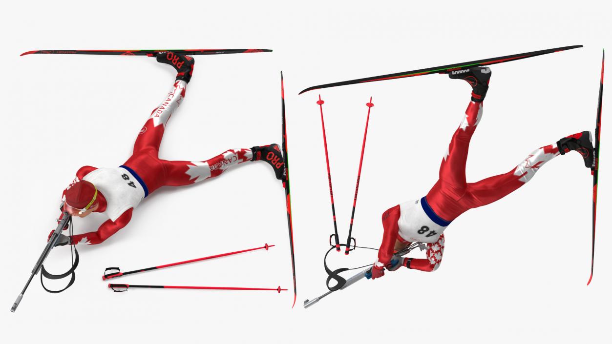 3D model Biathlete Fully Equipped Canada Team Shooting Pose