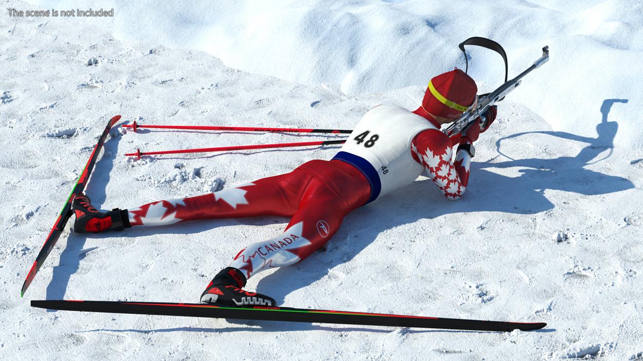 3D model Biathlete Fully Equipped Canada Team Shooting Pose