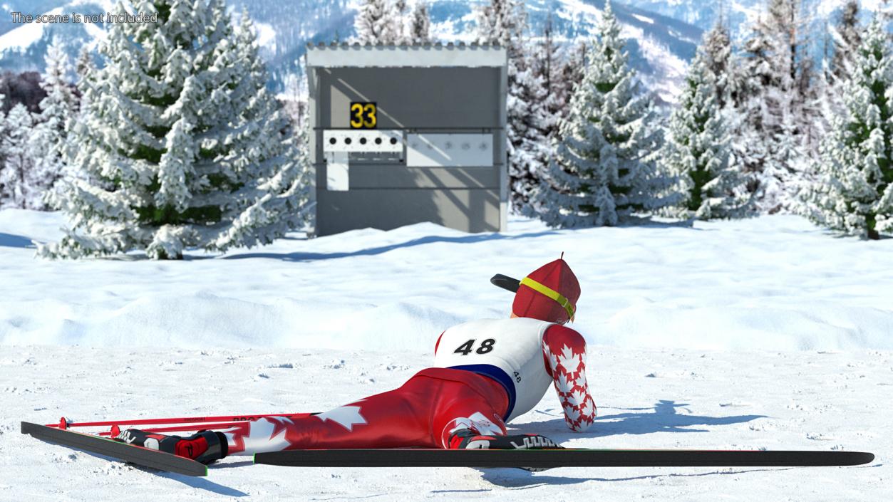 3D model Biathlete Fully Equipped Canada Team Shooting Pose