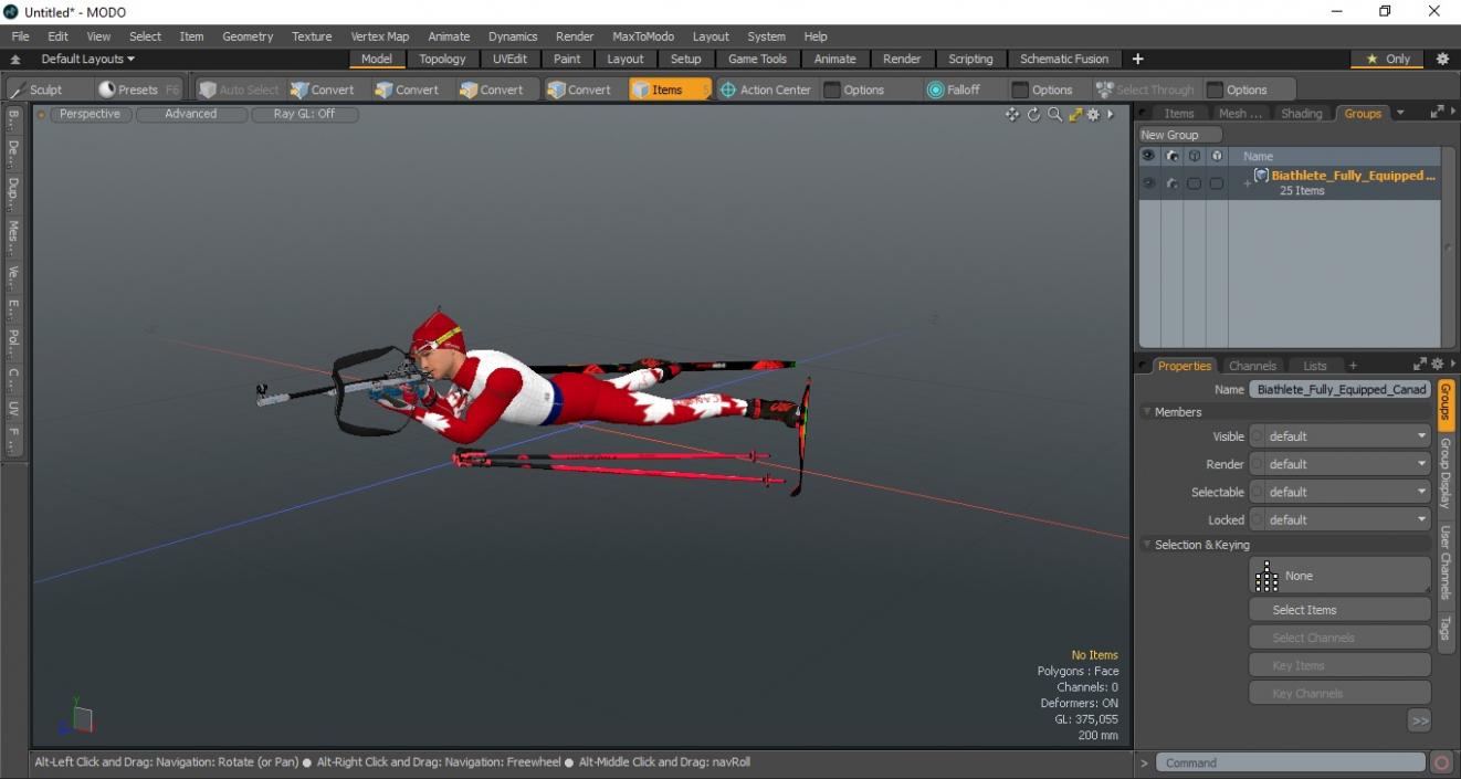 3D model Biathlete Fully Equipped Canada Team Shooting Pose