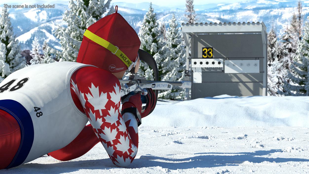 3D model Biathlete Fully Equipped Canada Team Shooting Pose