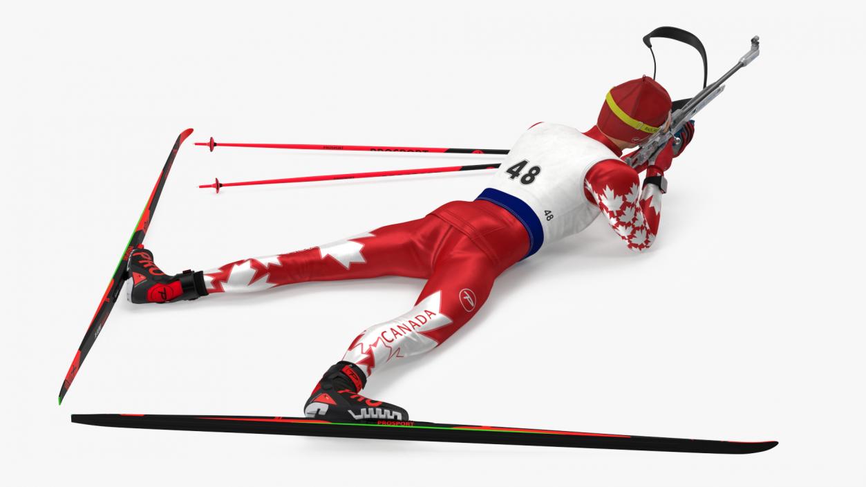 3D model Biathlete Fully Equipped Canada Team Shooting Pose