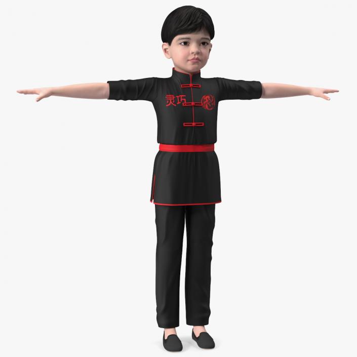 Asian Child Boy in Kimono Rigged 3D