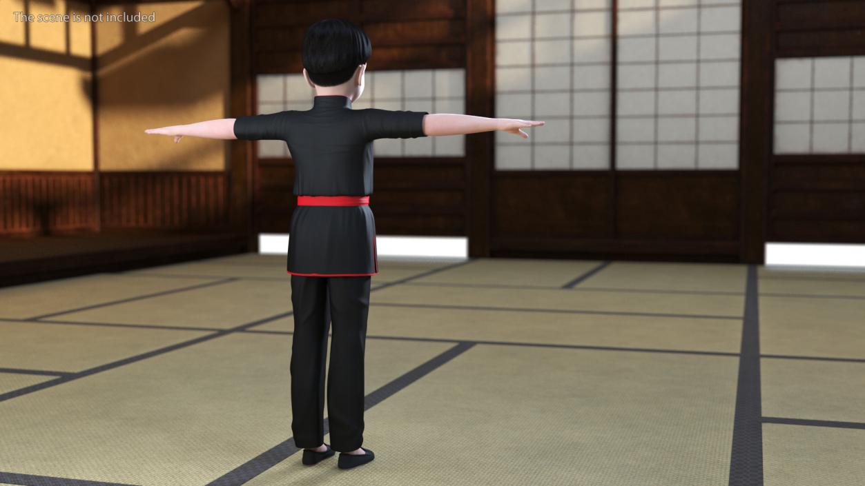 Asian Child Boy in Kimono Rigged 3D