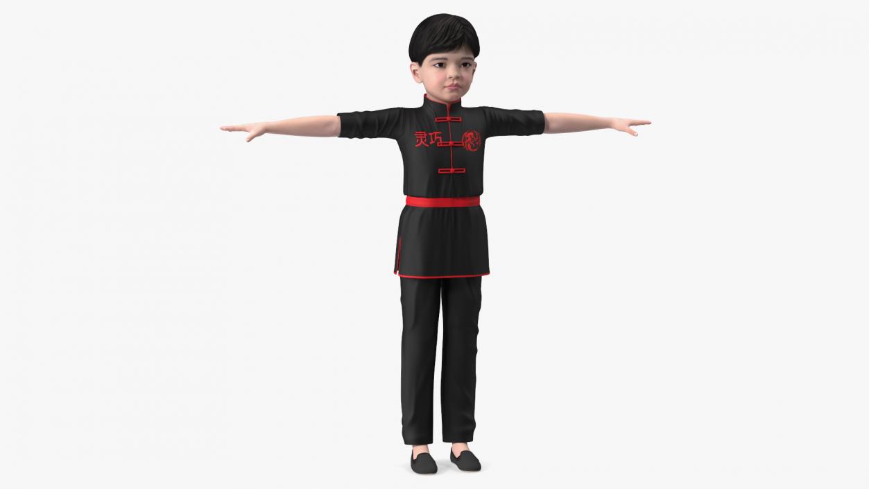 Asian Child Boy in Kimono Rigged 3D