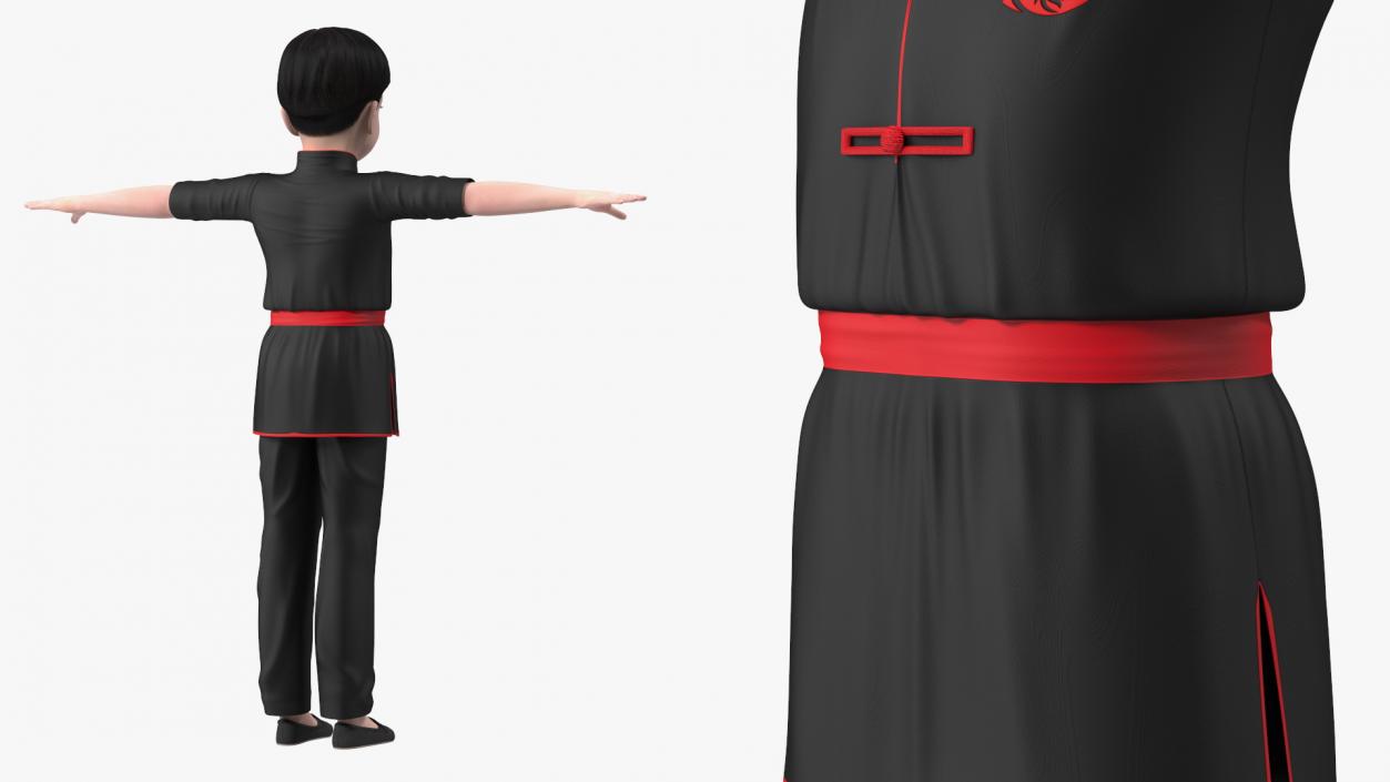 Asian Child Boy in Kimono Rigged 3D