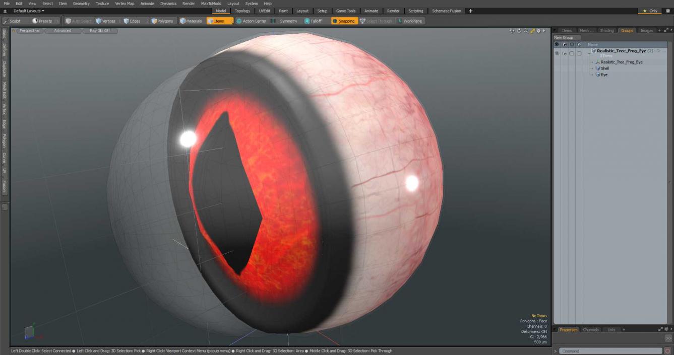 3D Realistic Tree Frog Eye model