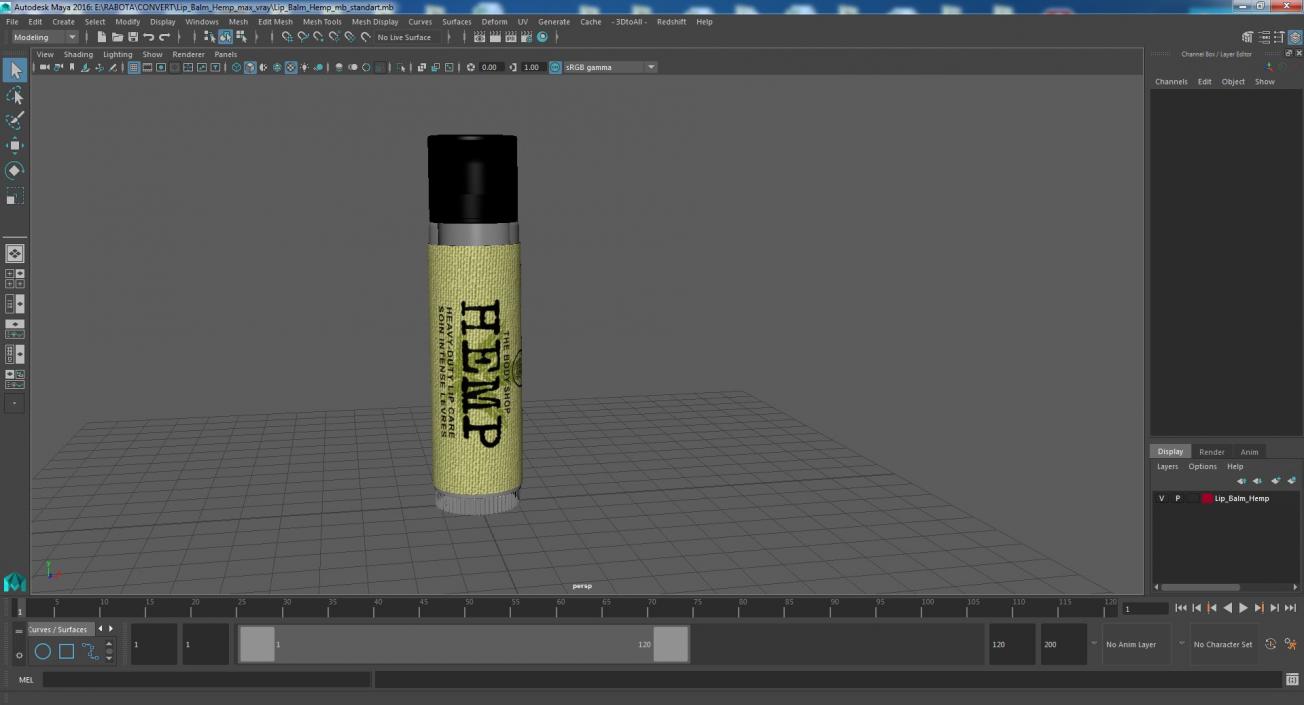 3D Lip Balm Hemp model