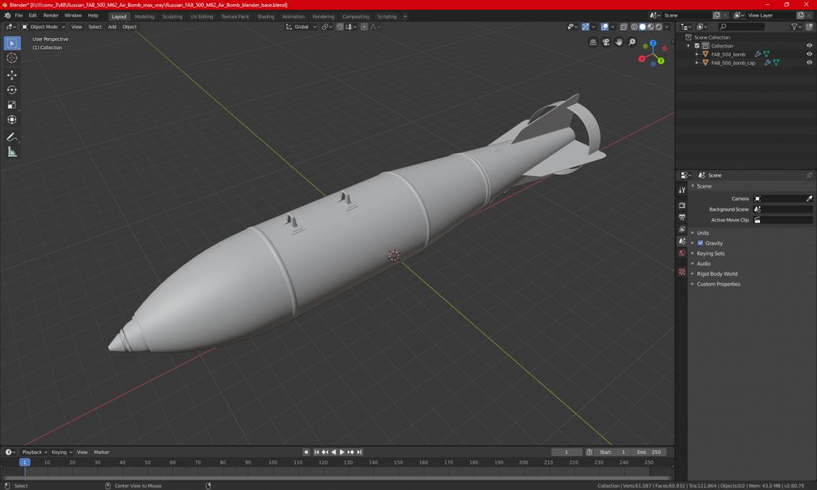 3D Russian FAB 500 M62 Air Bomb model