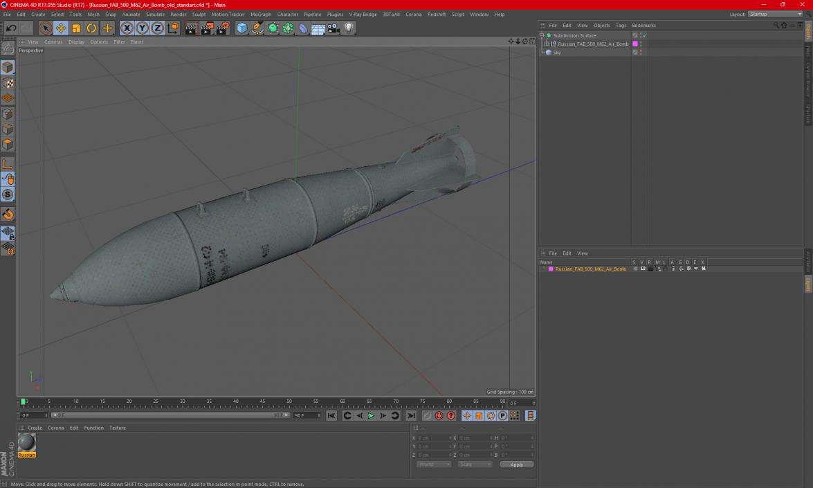 3D Russian FAB 500 M62 Air Bomb model