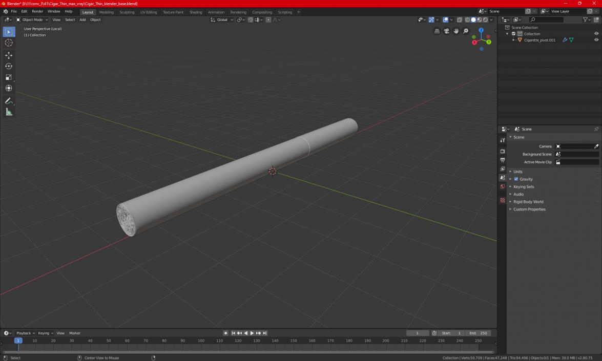 3D model Cigar Thin Lighted 2