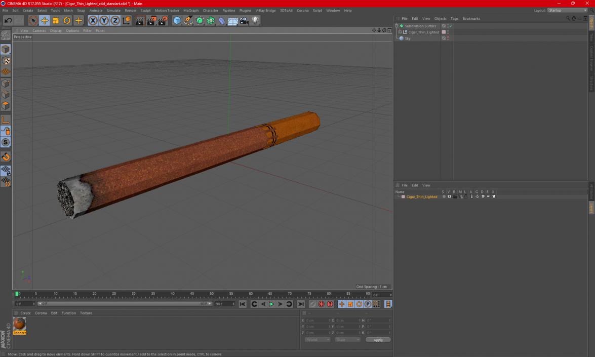 3D model Cigar Thin Lighted 2