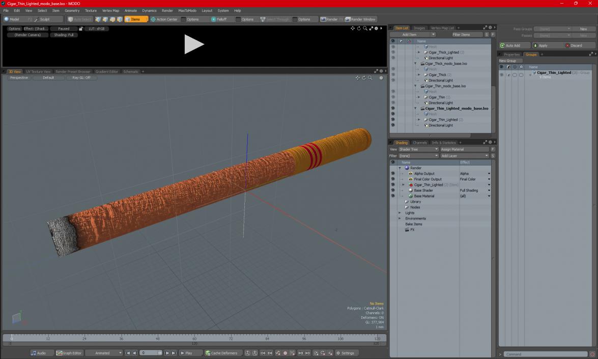 3D model Cigar Thin Lighted 2