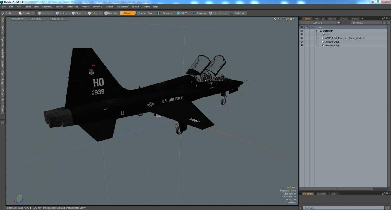 3D USAF T-38 Talon Jet Trainer Black model