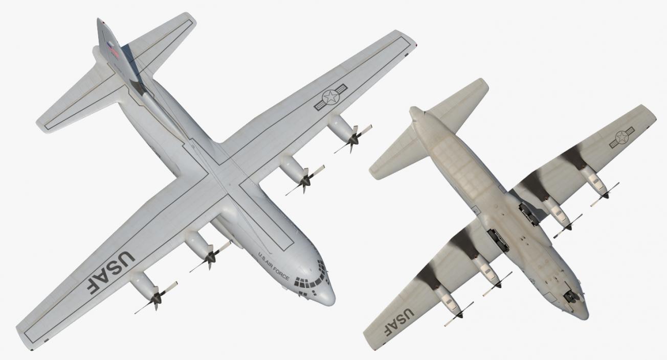 3D Lockheed C-130 Hercules US Military Transport Aircraft Rigged