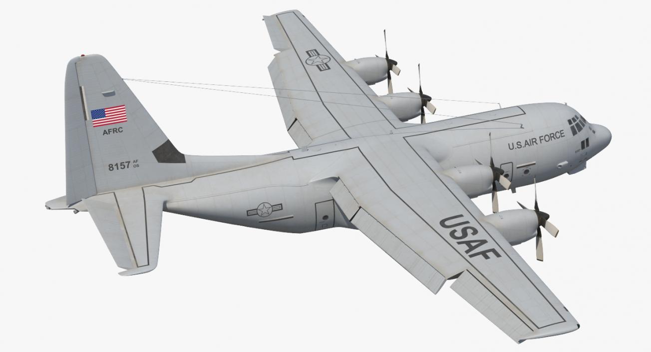 3D Lockheed C-130 Hercules US Military Transport Aircraft Rigged