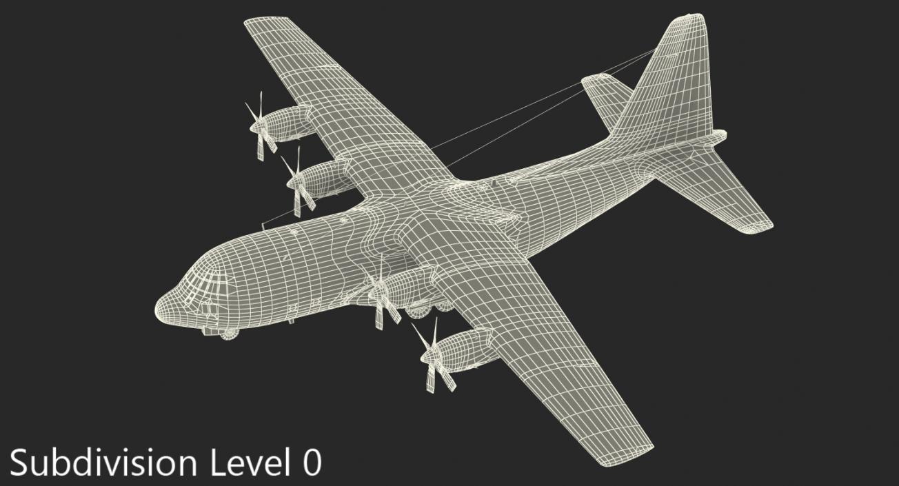 3D Lockheed C-130 Hercules US Military Transport Aircraft Rigged