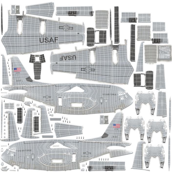 3D Lockheed C-130 Hercules US Military Transport Aircraft Rigged