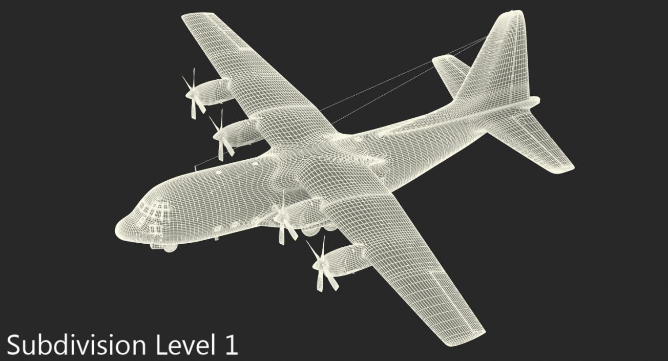 3D Lockheed C-130 Hercules US Military Transport Aircraft Rigged