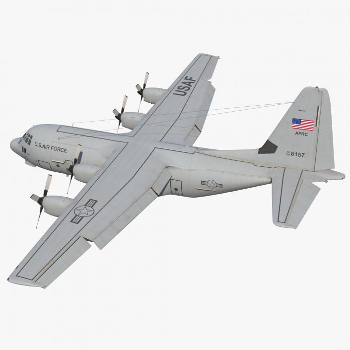 3D Lockheed C-130 Hercules US Military Transport Aircraft Rigged