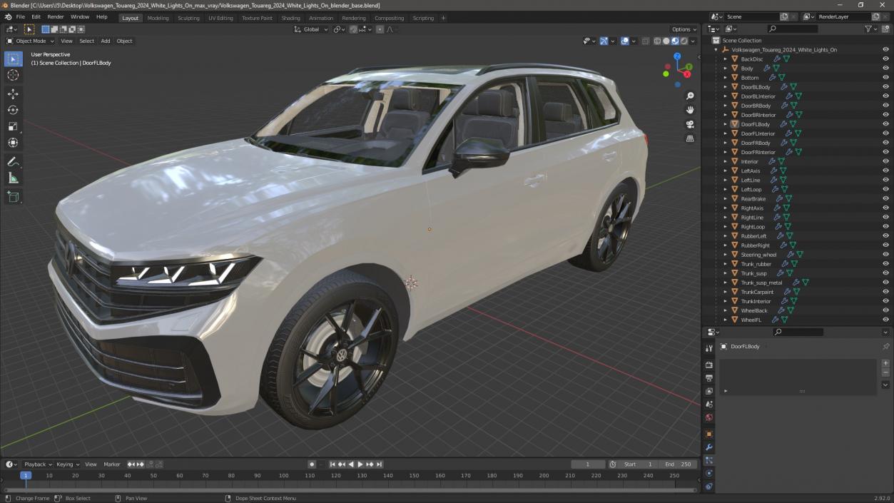 Volkswagen Touareg 2024 White Lights On 3D model